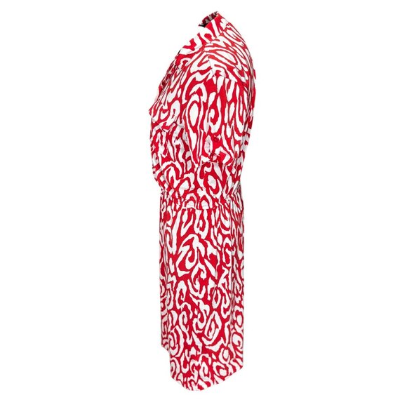 Valerie Bertinelli Red & White Animal Print Dress Size 8 Polyester Spandex - Picture 2 of 11
